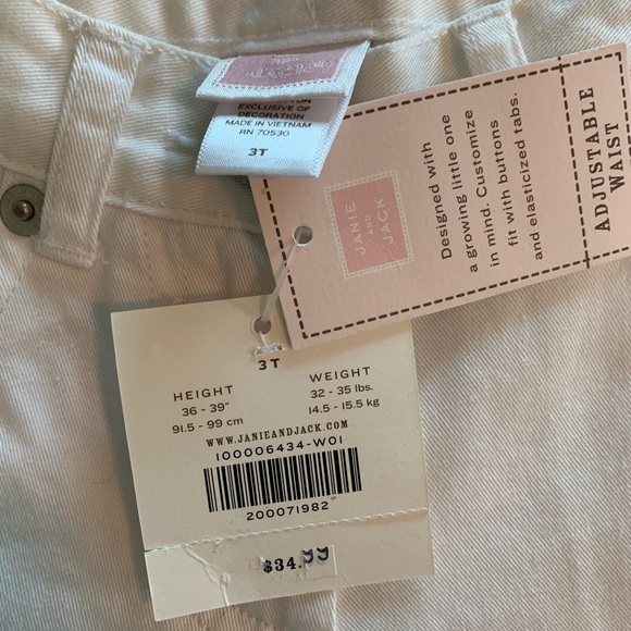 NWT Janie & Jack size 3T white jeans - Picture 5 of 6